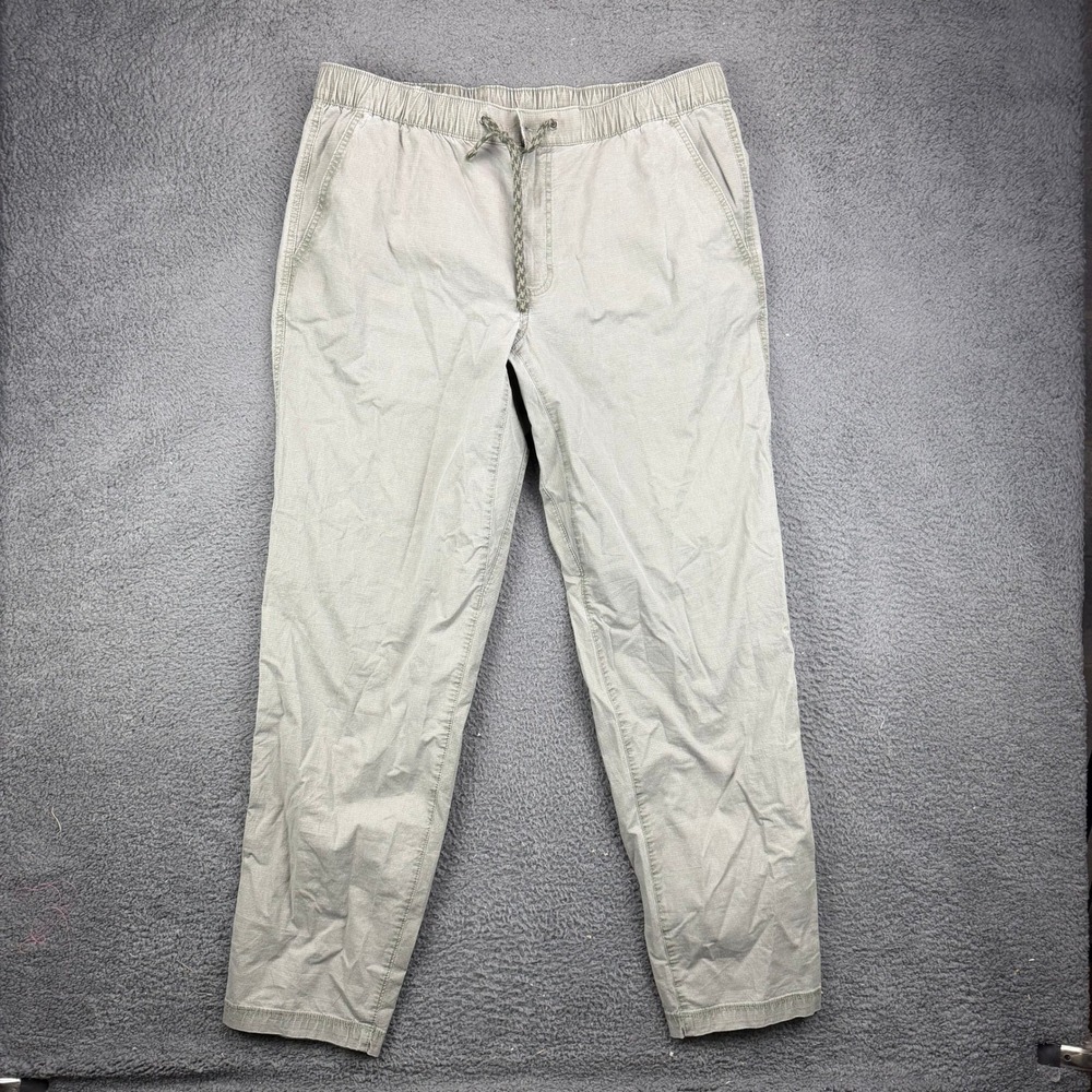 Eddie Bauer Mens XL Green Ripstop Elastic Waist Drawstring Utility Pants